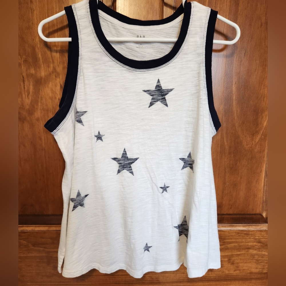 GAP White and Black Star Tank Top